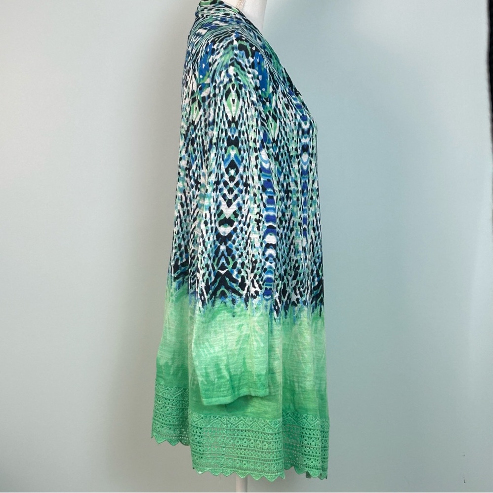 Ruby Rd. Multicolored Open-Front Cardigan With Lace Hem - Picture 7 of 10